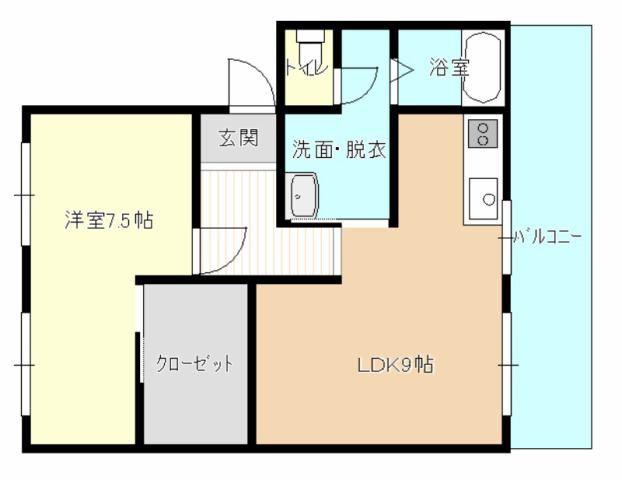 キブネハイツ(1LDK/3階)の間取り写真