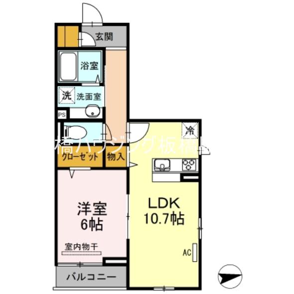 ブランドール高島平(1LDK/3階)の間取り写真