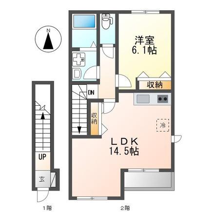 アリウス高道(1LDK/2階)の間取り写真
