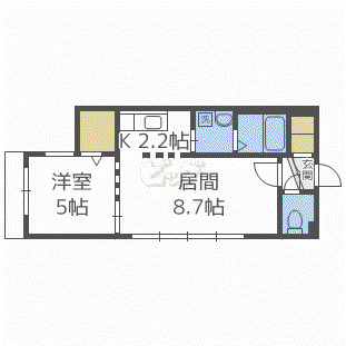 ベラージオ北大前(1LDK/3階)の間取り写真