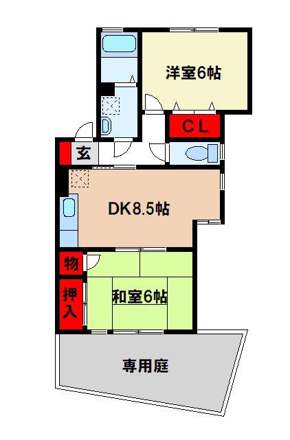 T&T-II(2DK/1階)の間取り写真