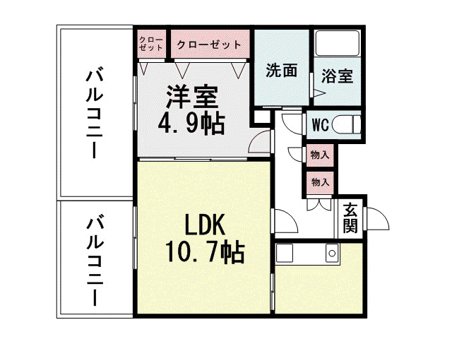 フェリシエ三萩野(1LDK/9階)の間取り写真