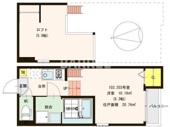 ウェリナ池田(1K/1階)の間取り写真