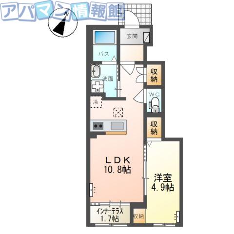 グランピュア(1LDK/1階)の間取り写真