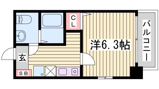 ダイドーメゾン神戸六甲(1K/4階)の間取り写真