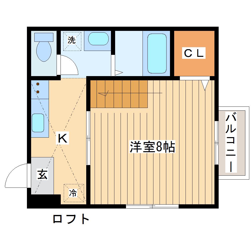 クレアフォーチュンマテリア(1K/2階)の間取り写真