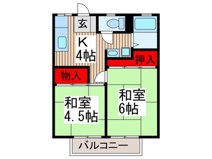 サンシティ宮原(2K/2階)の間取り写真