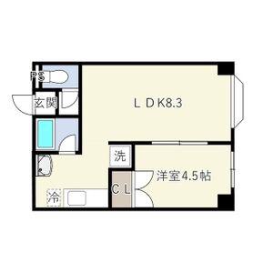 INOVE札幌南4条(1LDK/3階)の間取り写真