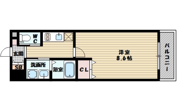 スプランディッド新大阪III(1K/15階)の間取り写真