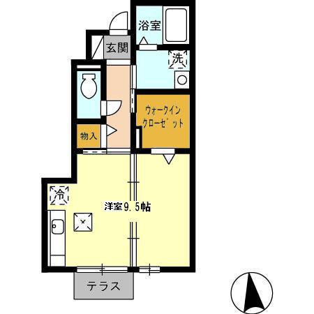 セジュールタミA(1DK/1階)の間取り写真