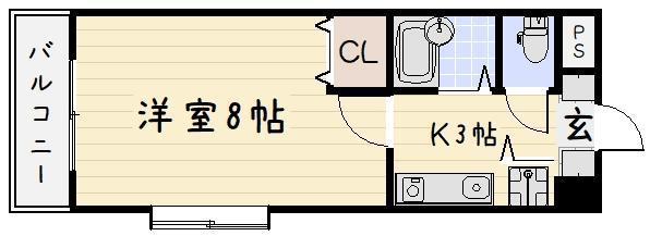 BERGAMOTTO 吉野町(1K/6階)の間取り写真