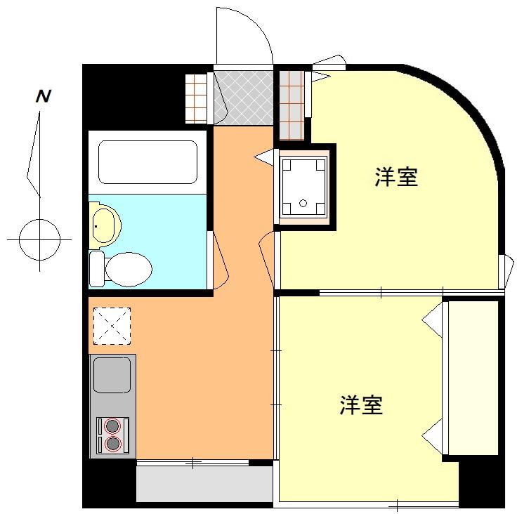 パルピア北馬込(2K/2階)の間取り写真