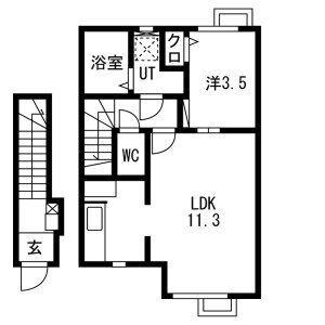 LIEN鶴岡B(1LDK/2階)の間取り写真