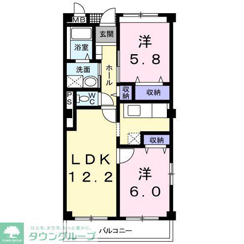 バンブー・ジェンシアン(2LDK/1階)の間取り写真