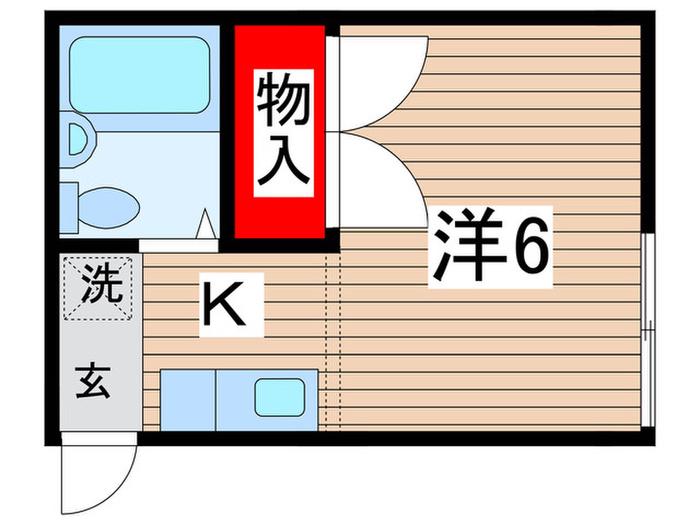 ピアユース(1K/2階)の間取り写真