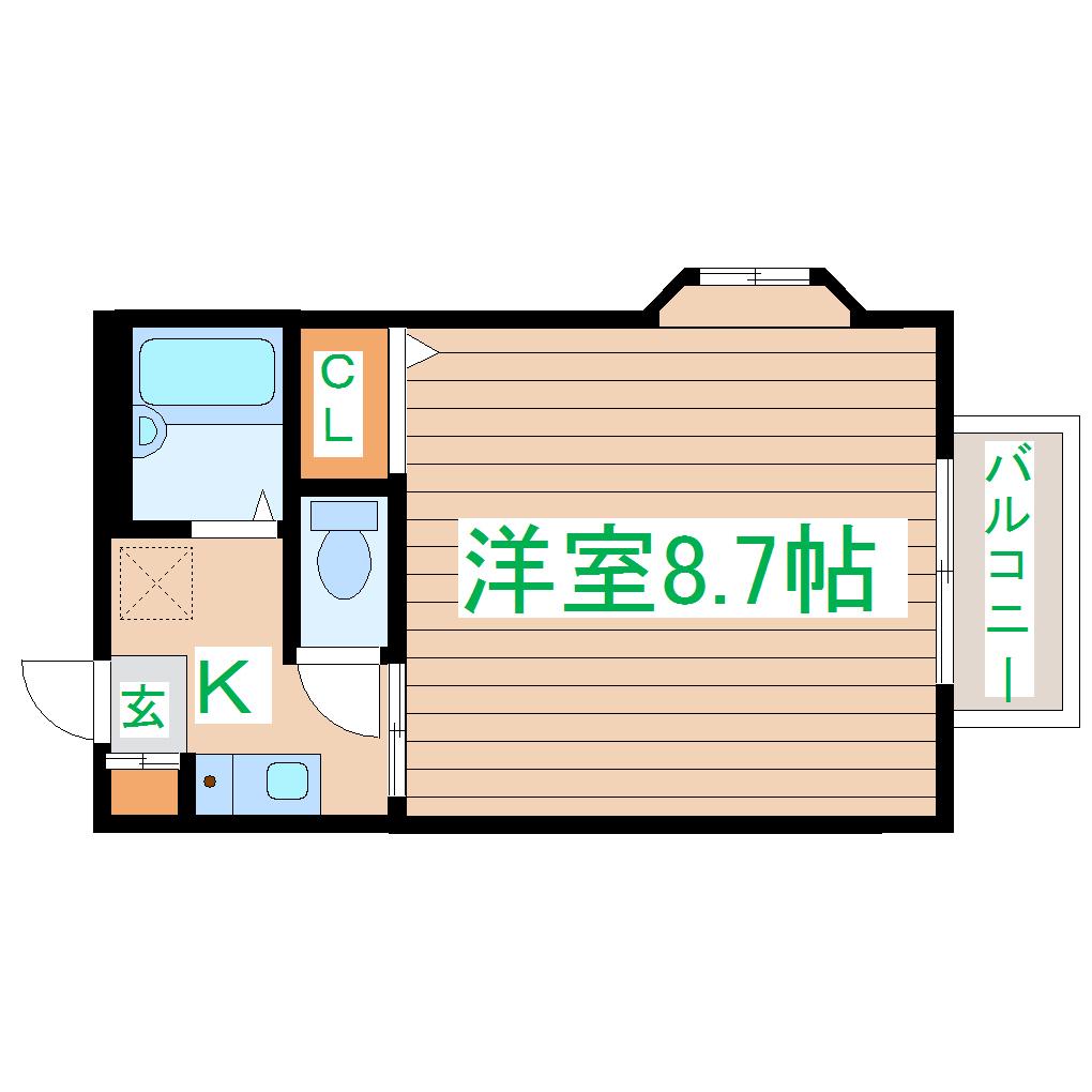 カーサ宮千代(1K/2階)の間取り写真