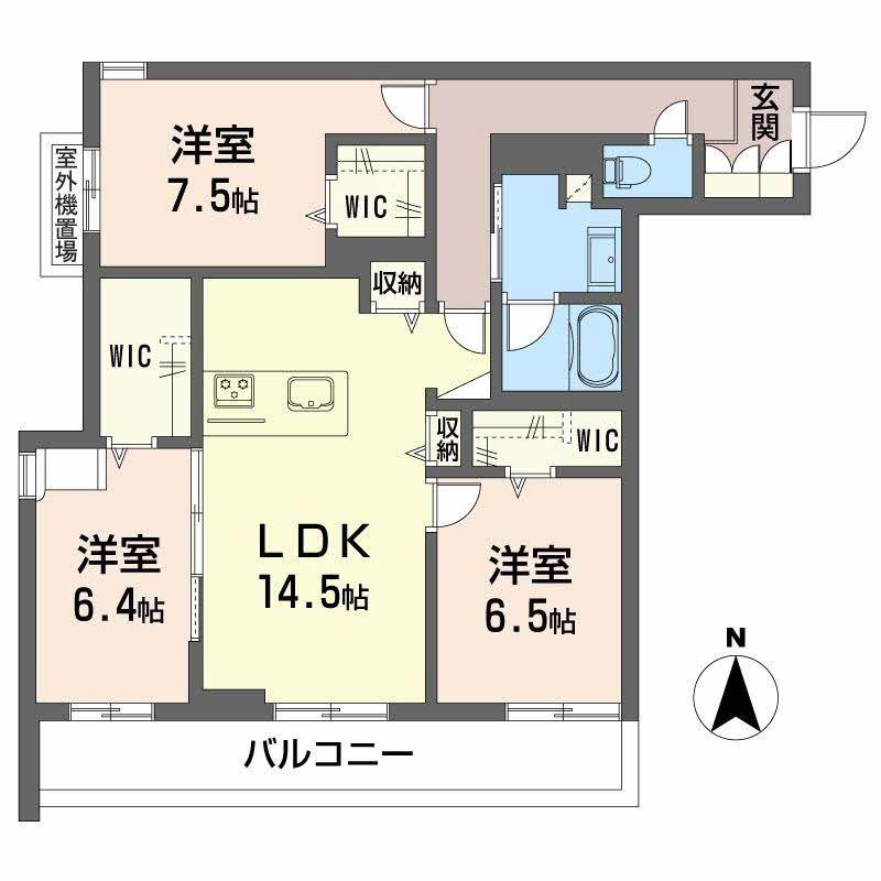 CRESTIEQ大岩本町(3LDK/3階)の間取り写真