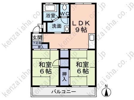 第二大和町マンション(2DK/2階)の間取り写真