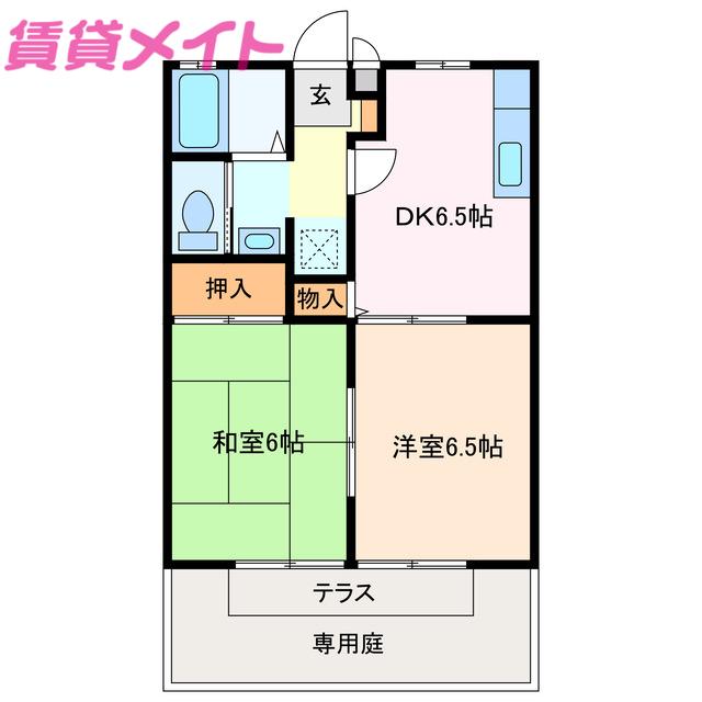 アルベール(2DK/1階)の間取り写真