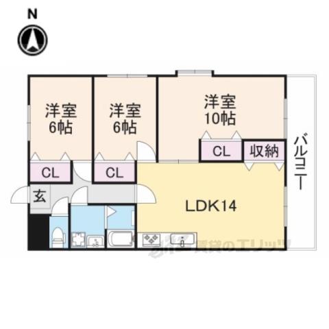レオハイム長尾Ⅱ(3LDK/2階)の間取り写真