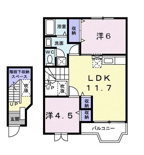 ソルフィー D(2LDK/2階)の間取り写真