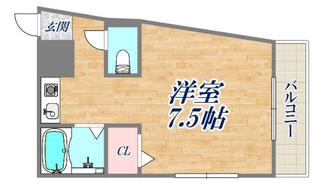 仁川ロイヤルハイツ(ワンルーム/1階)の間取り写真