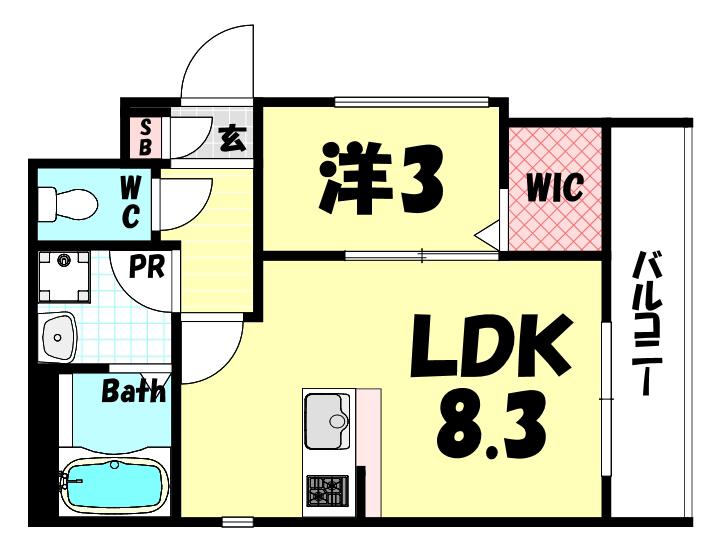 エハコ日暮通(1LDK/3階)の間取り写真