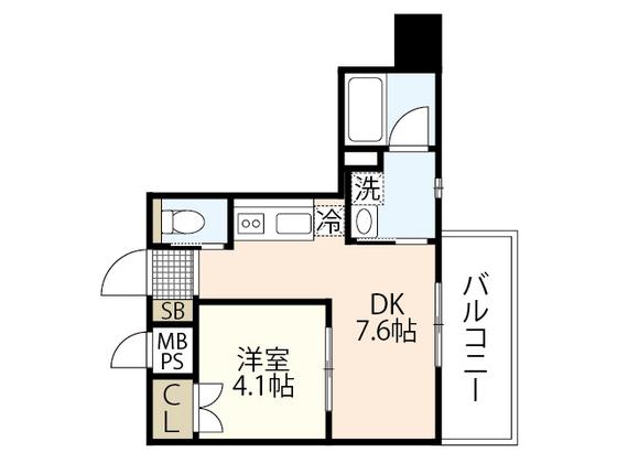 VILLA OASIS UJINA(1DK/6階)の間取り写真