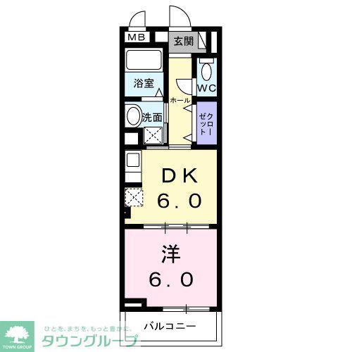ボワ リュネール(1DK/3階)の間取り写真