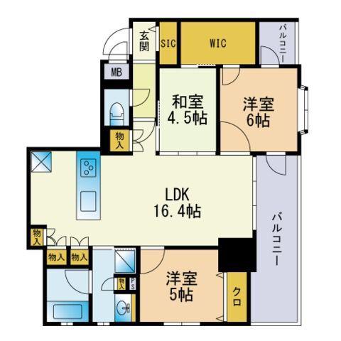 エンクレスト南福岡 奏の杜(3LDK/3階)の間取り写真