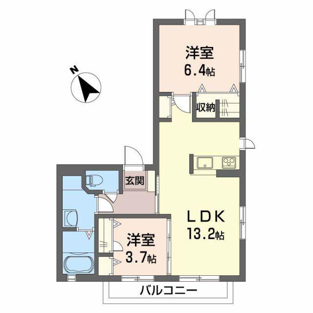 ボナール ニイミ(2LDK/2階)の間取り写真