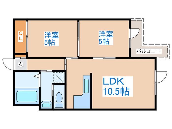 ディオステージ平岸(2LDK/2階)の間取り写真