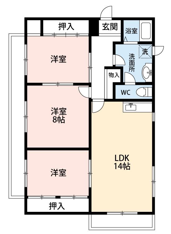ユートピア東照苑(3LDK/3階)の間取り写真