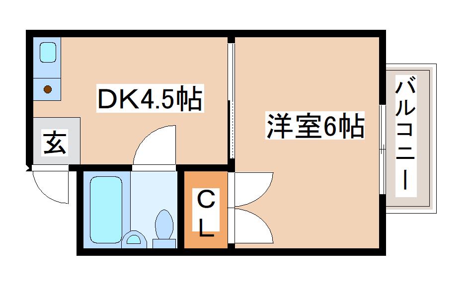 ルミエール須磨(1DK/2階)の間取り写真