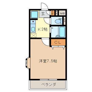 ロイヤルY宮原(1K/1階)の間取り写真