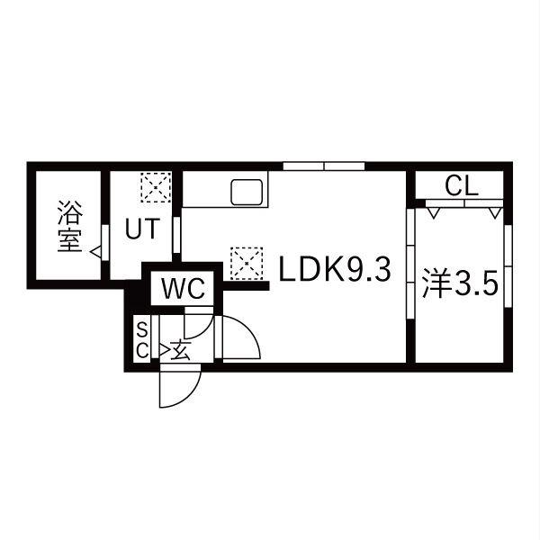 地下鉄南北線 北18条駅 徒歩8分 5階建 築1年(1LDK/1階)の間取り写真