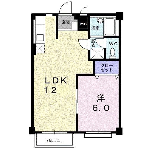 コーポモンシェル(1LDK/2階)の間取り写真