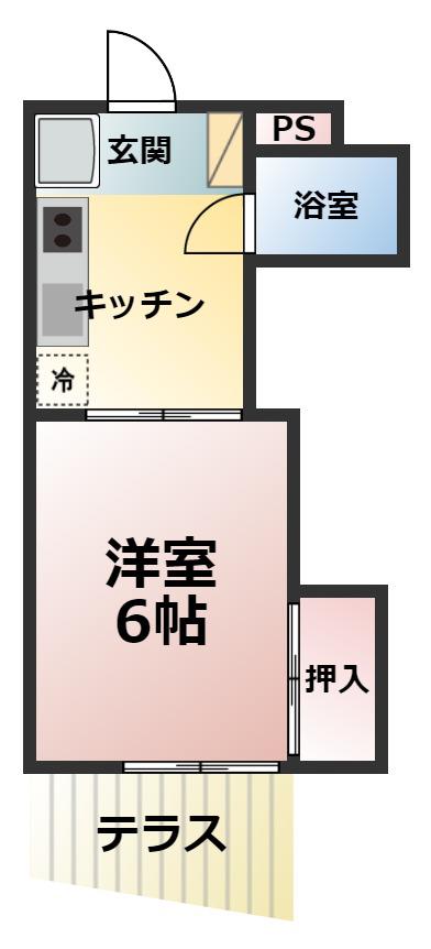 牛立コーポ(1K/1階)の間取り写真
