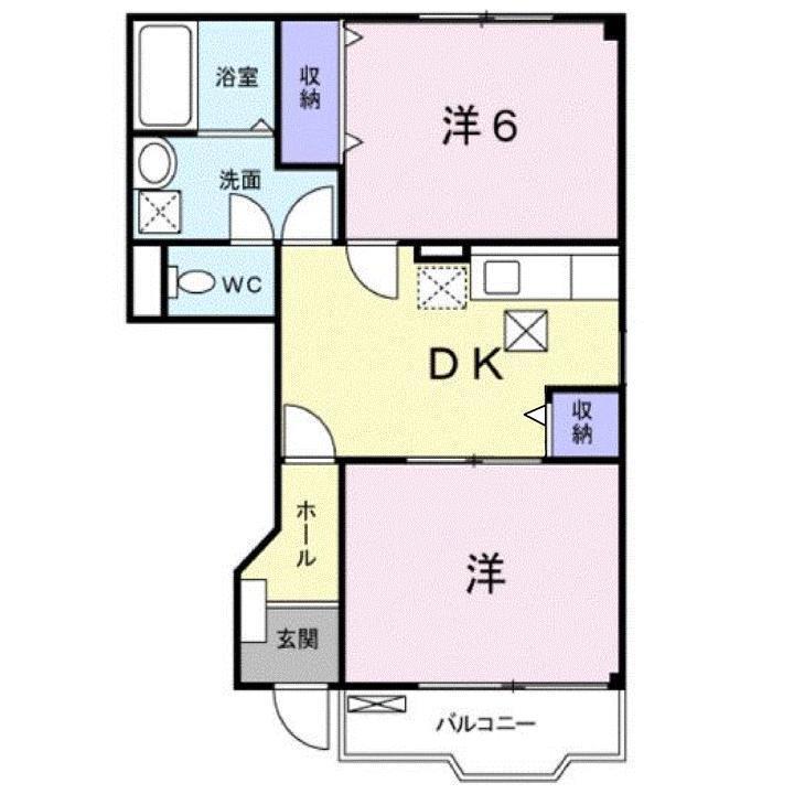 アヴァンパルクA(2DK/1階)の間取り写真