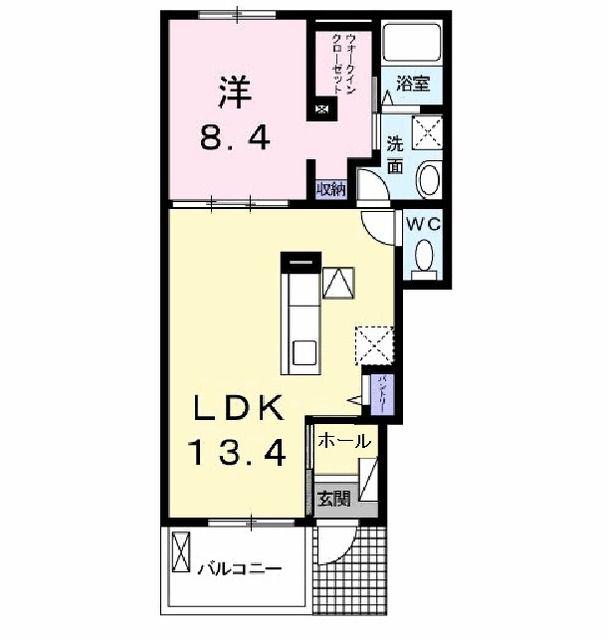 ディアマンテ(1LDK/1階)の間取り写真