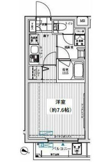 リライア烏山(1K/3階)の間取り写真