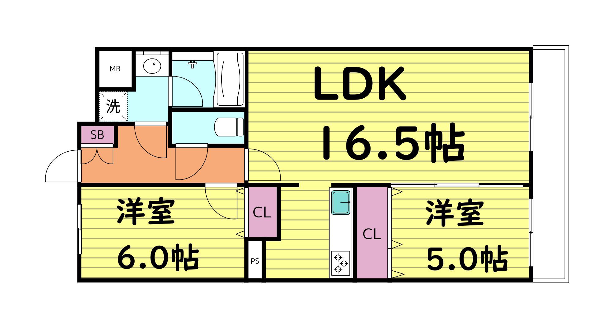 F TAMATSUKURI(2LDK/4階)の間取り写真