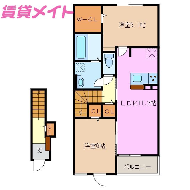 グランメゾンIII(2LDK/2階)の間取り写真