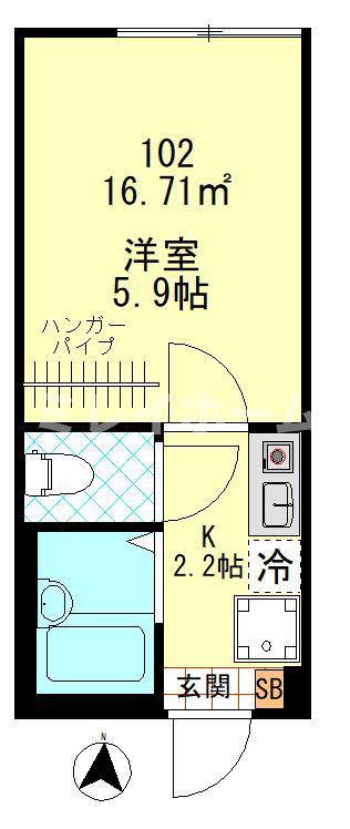 GRAND LOUVRE 平和島(1K/1階)の間取り写真