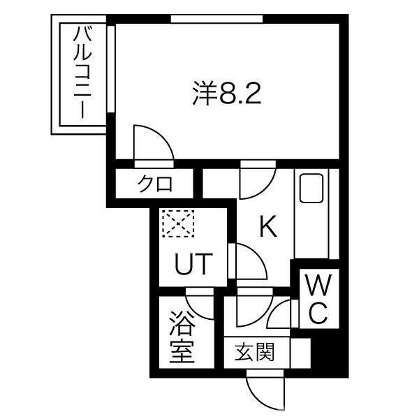 レジデンシア竹橋(1K/1階)の間取り写真