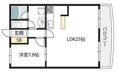 アパルトマン北千里(1LDK/6階)の間取り写真
