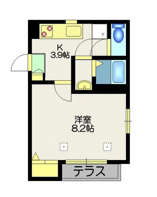 柿の木坂レジデンス(1K/1階)の間取り写真