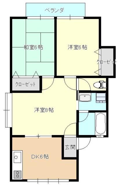 サンフィールド皆瀬(3DK/1階)の間取り写真
