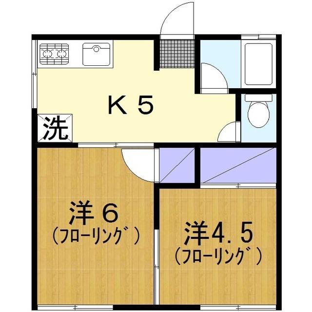 ハイツ富士(2K/2階)の間取り写真