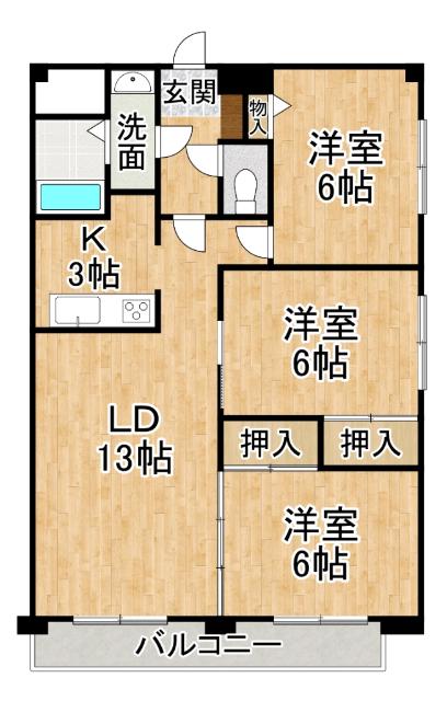 パシフィッククリオコート(3LDK/2階)の間取り写真